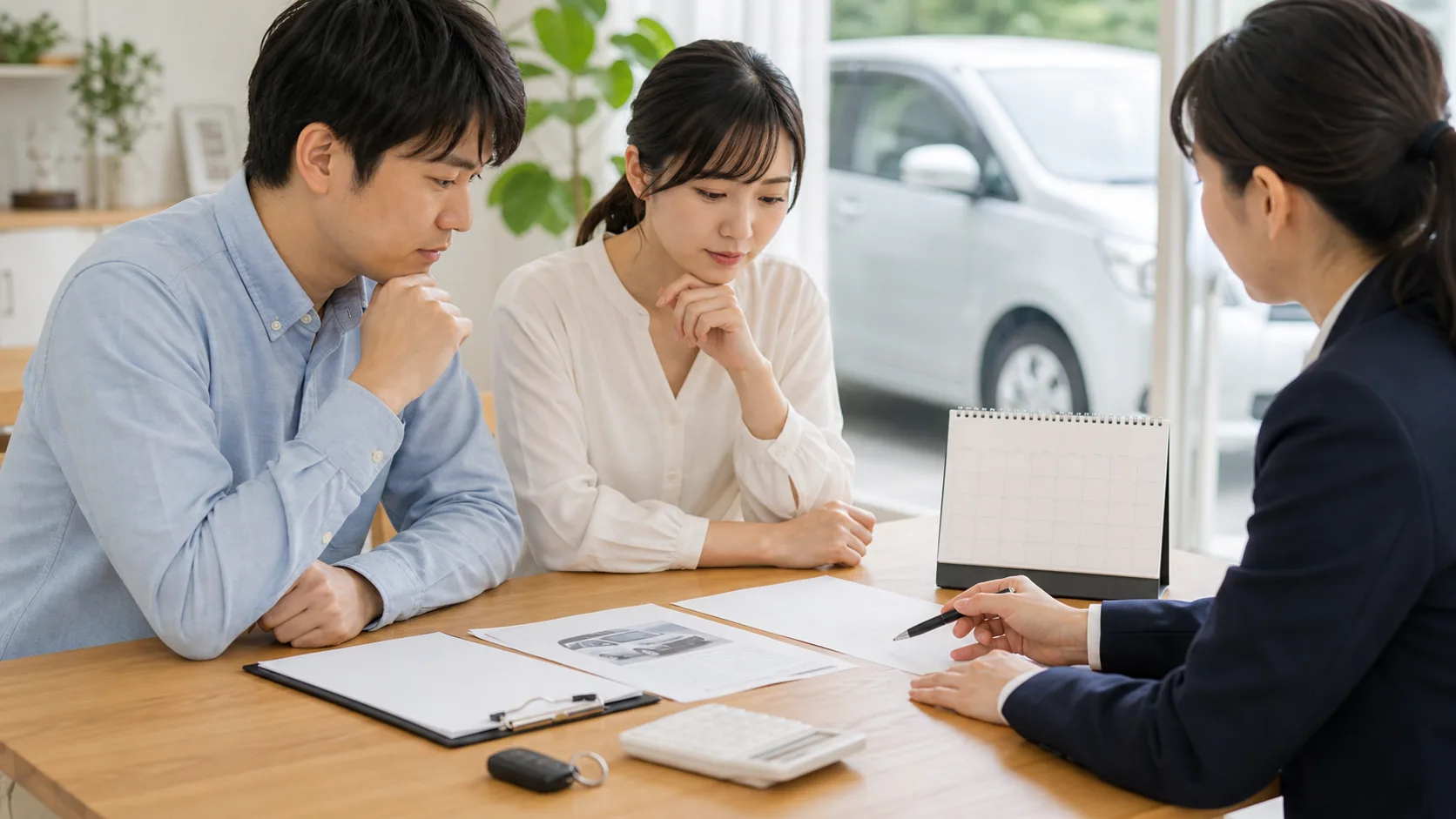 カーリースの契約期間とスケジュールを確認しているイメージ