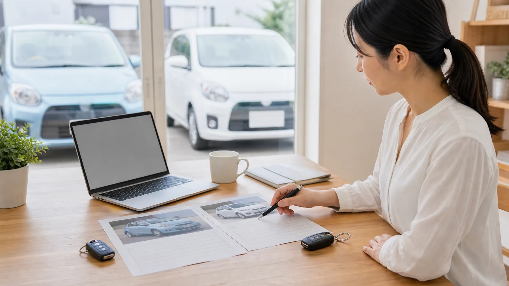 残クレとカーリースの条件を比較しているイメージ